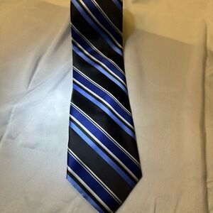 Pierre Cardin Black and Blue Striped Tie